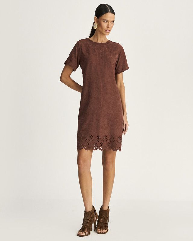 T-DRESS CHAMOIS C/ FLORES VAZADAS