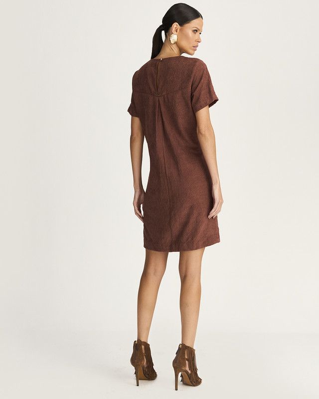 T-DRESS CHAMOIS C/ FLORES VAZADAS