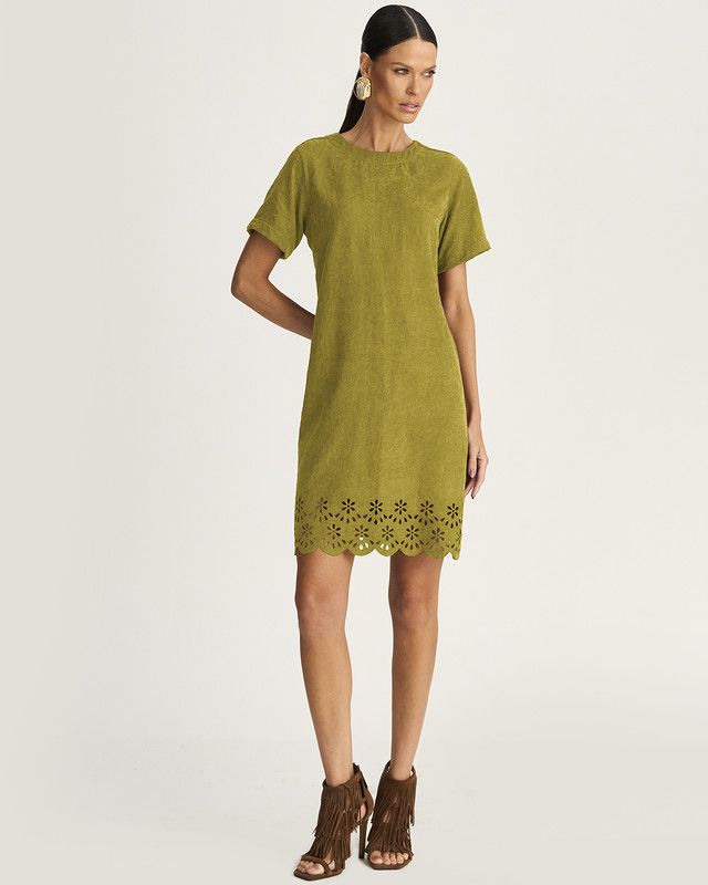 T-DRESS CHAMOIS C/ FLORES VAZADAS