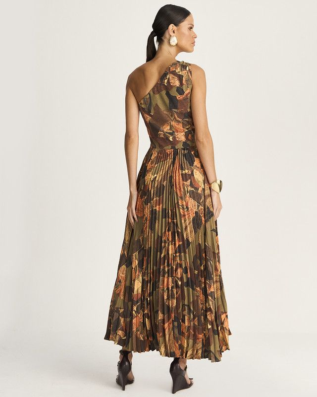 VESTIDO LONGUETE RITMO COM SAIA PLISSADA