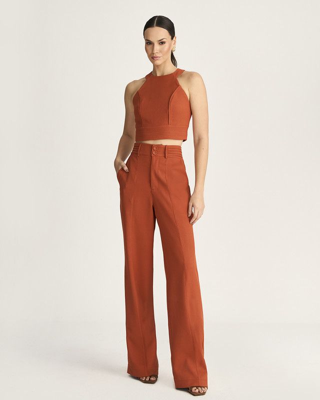 CALÇA LINEN C/ DET. DE NERVURA