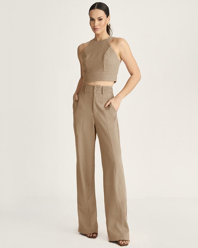 CALÇA LINEN C/ DET. DE NERVURA