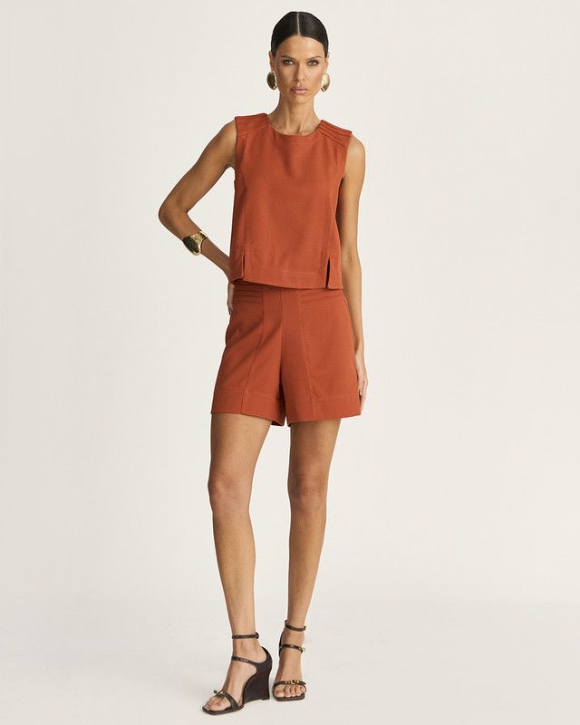 SHORT LINEN C/ NERVURAS FRENTE