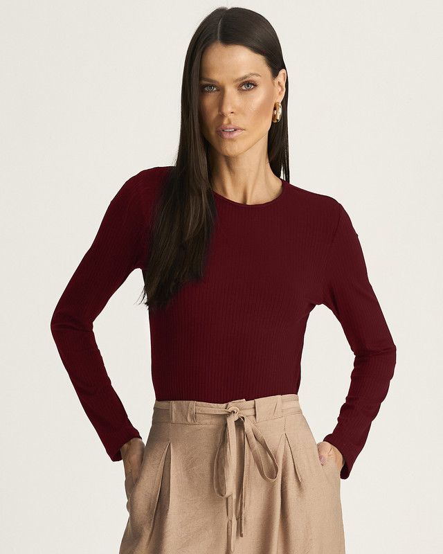 BLUSA MALHA RIBANA MANGA LONGA