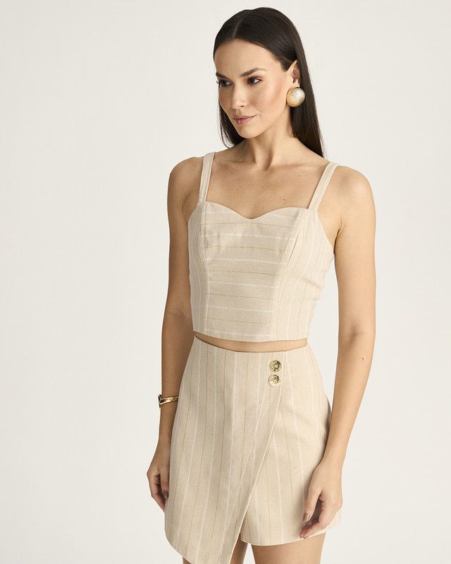 TOP MANIHI STRIPE LUREX OURO