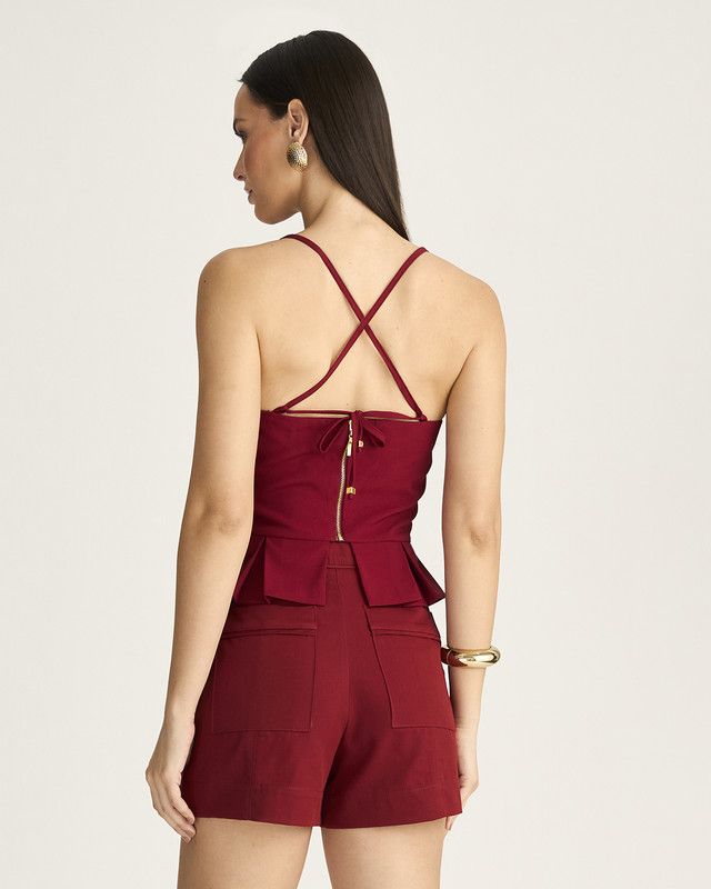 PEPLUM ALFAIATARIA C/ PREGAS E AMARRAÇÃO