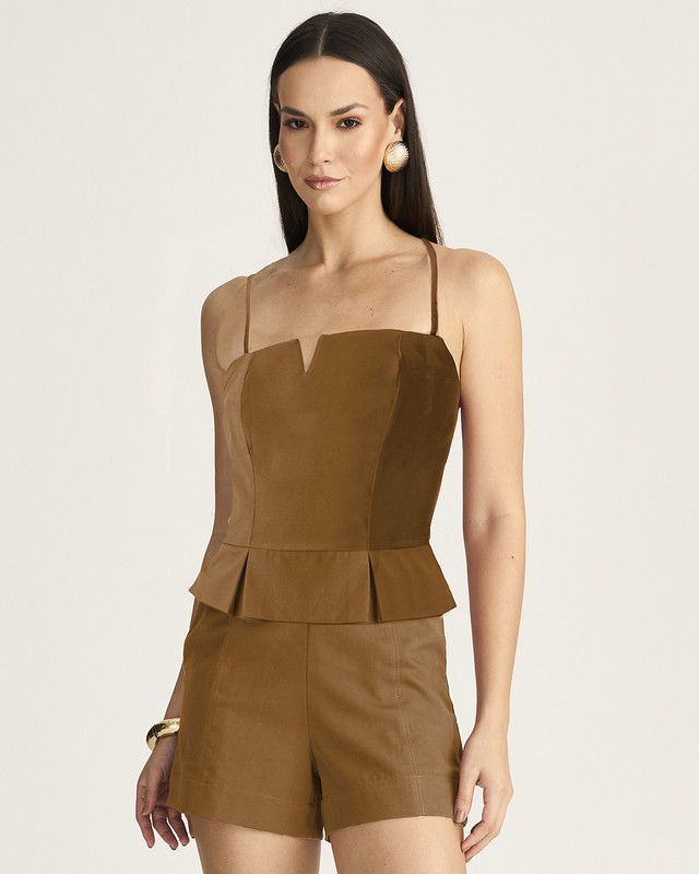 PEPLUM ALFAIATARIA C/ PREGAS E AMARRAÇÃO