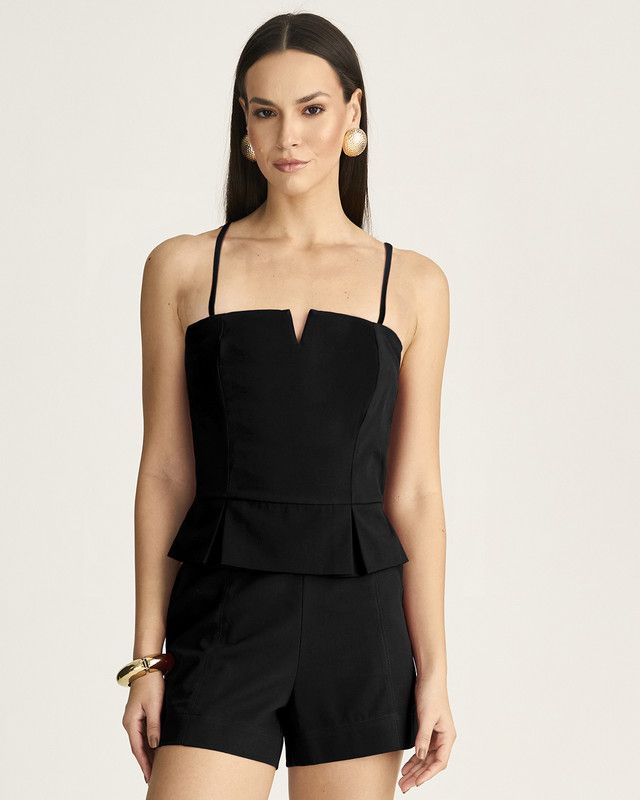 PEPLUM ALFAIATARIA C/ PREGAS E AMARRAÇÃO