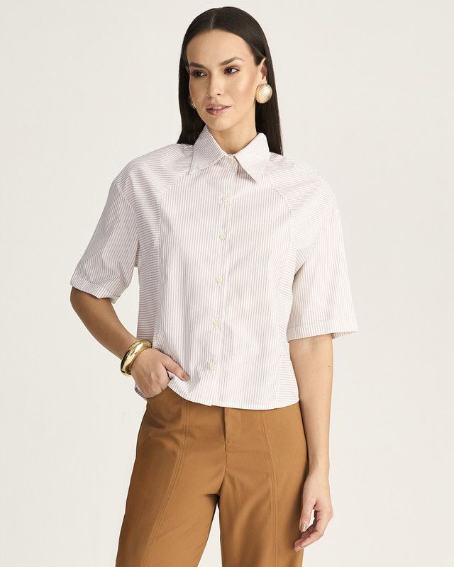 CAMISA CROPPED LISTRA LUREX PRATA