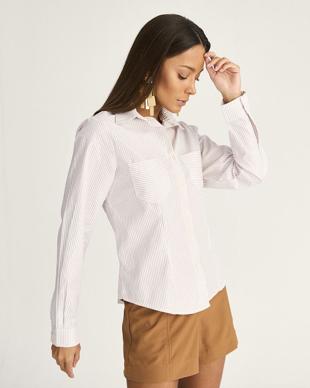 CAMISA MANGA LONGA LISTRA LUREX PRATA