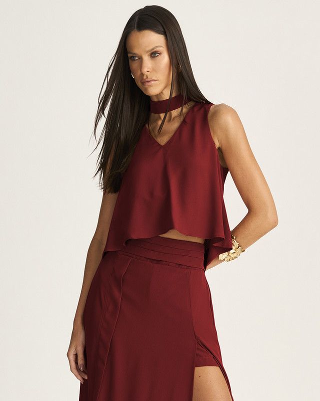 BLUSA MULLET LISA EM CREPE C/ GOLA PADRE AJUSTÁVEL