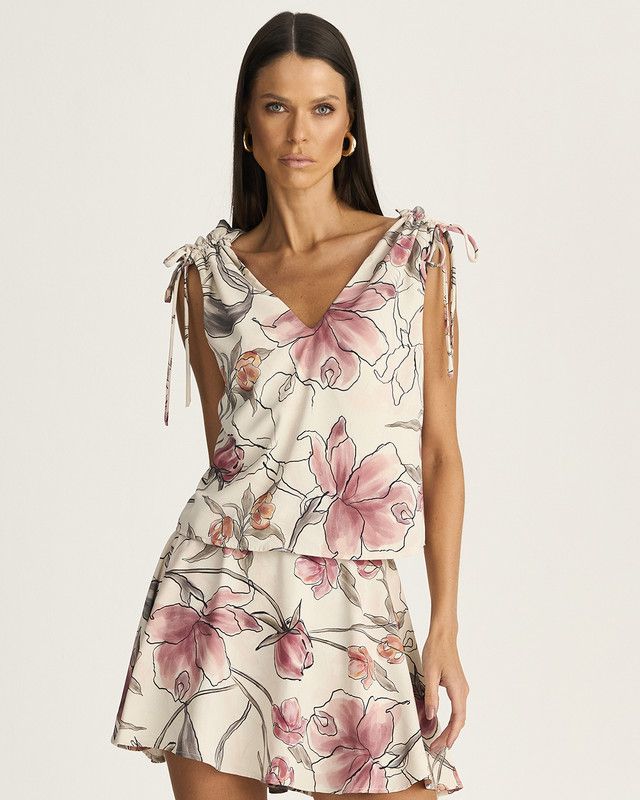 BLUSA C/ CANALETA OMBRO ALMA DE FLORES