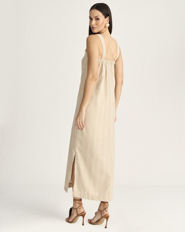 VESTIDO LONGUETE MAHINI STRIPE C/ FENDA