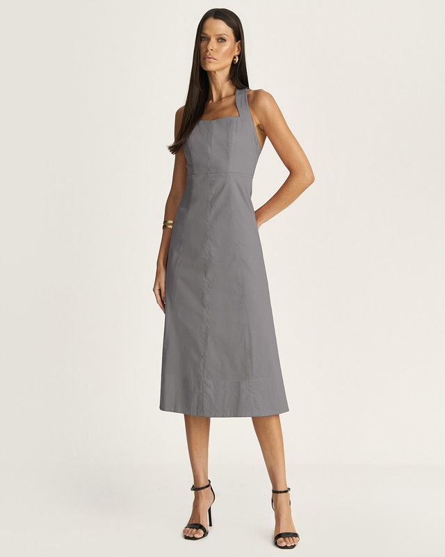 VESTIDO MIDI SATIN C/ RECORTES