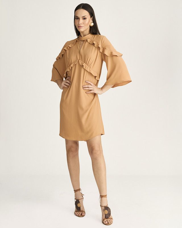 T-DRESS EM CREPE COM BABADOS