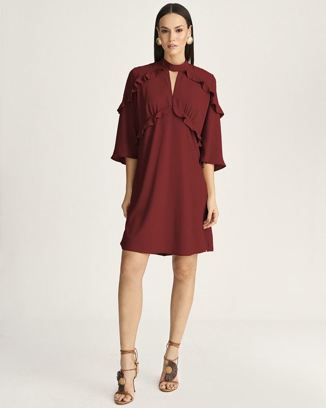T-DRESS EM CREPE COM BABADOS