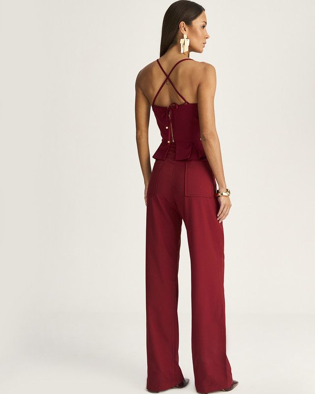CALÇA MINI FLARE ALFAIATARIA C/ RECORTES