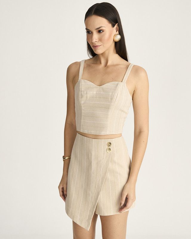 SHORT SAIA LINHO MAHINI LUREX OURO