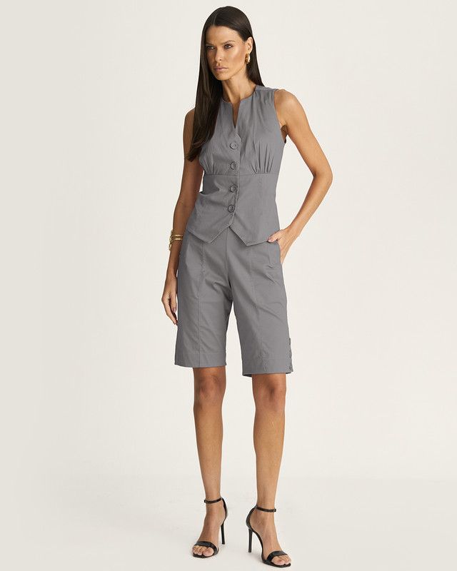 BERMUDA FIT COTTON C/ BOTÕES LATERAIS