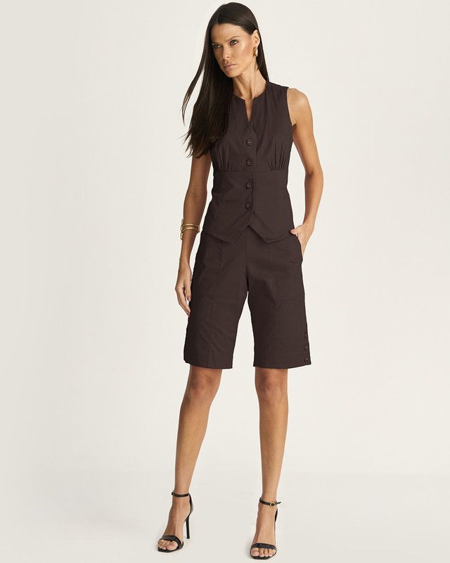 BERMUDA FIT COTTON C/ BOTÕES LATERAIS