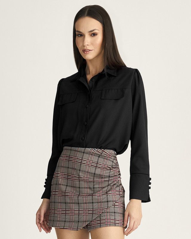 CAMISA MANGA LONGA FRISE C/ LAPELA