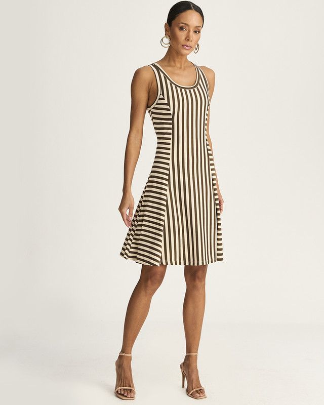 VESTIDO CURTO MALHA RIBANA STRIPE C/ NESGA