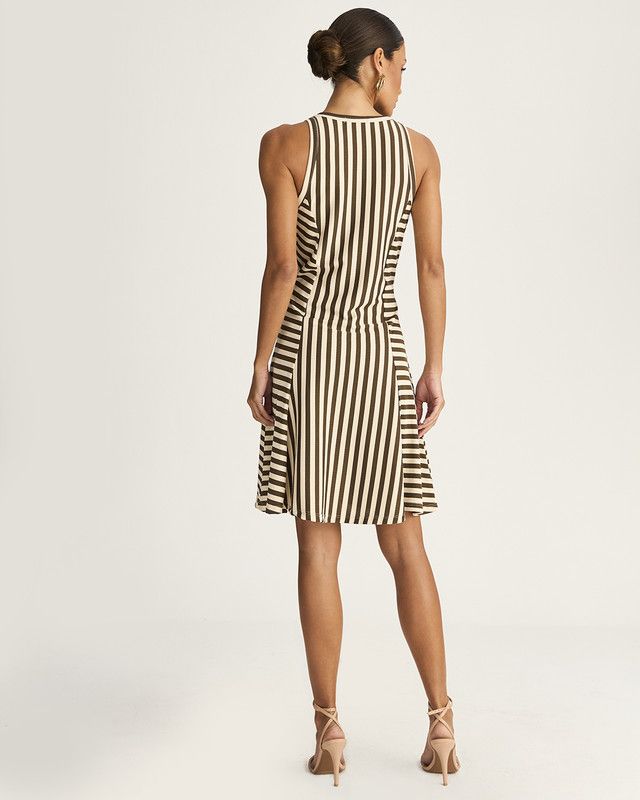 VESTIDO CURTO MALHA RIBANA STRIPE C/ NESGA