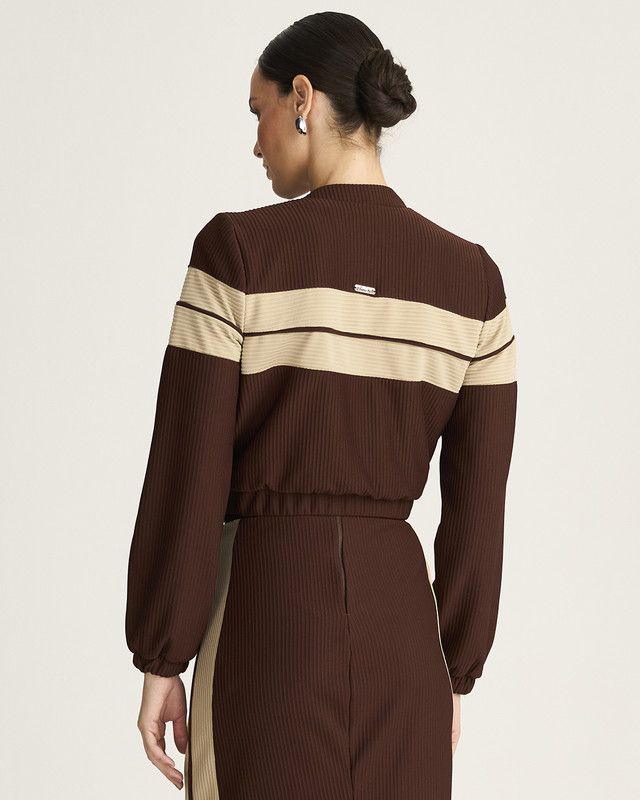 BOMBER MALHA CANELADA BICOLOR