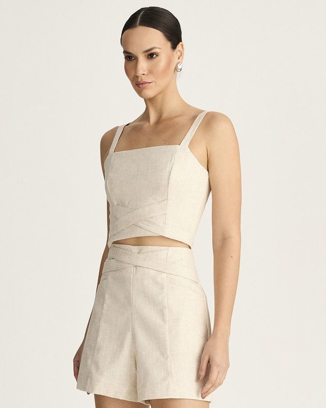 TOP LINHO LINEN C/ DETALHE CRUZADO