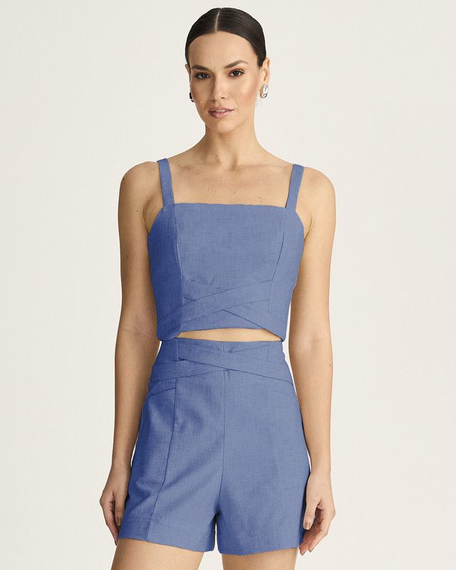 TOP LINHO LINEN C/ DETALHE CRUZADO