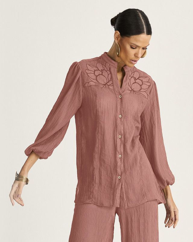 CAMISA GAZE BREEZE C/ BORDADO