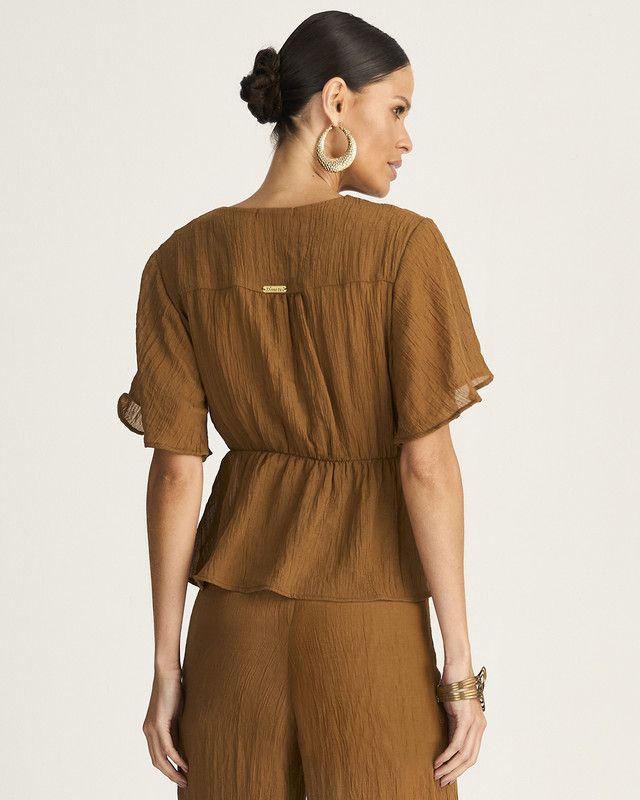 BLUSA GAZE BREEZE C/ ELÁSTICO E BORDADO