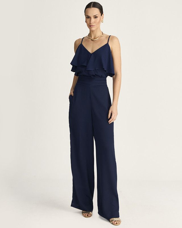 CALÇA EM CREPE FRISÉ C/ DETALHES DE VIÉS