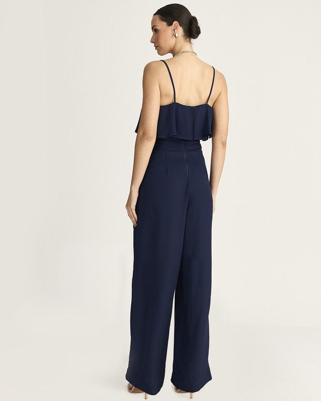 CALÇA EM CREPE FRISÉ C/ DETALHES DE VIÉS