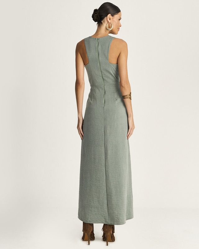 VESTIDO LONGUETE CHANGEANT C/ SAIA TRANSPASSADA