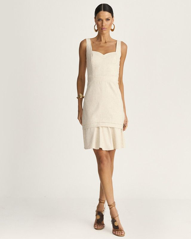 VESTIDO CURTO TULUM C/ PREGAS NA SAIA