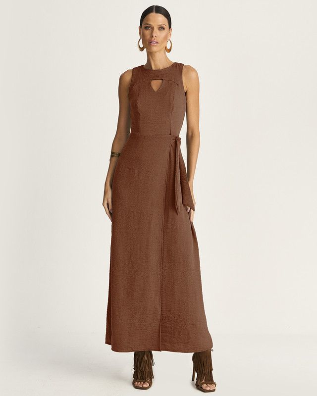 VESTIDO LONGUETE CHANGEANT C/ SAIA TRANSPASSADA