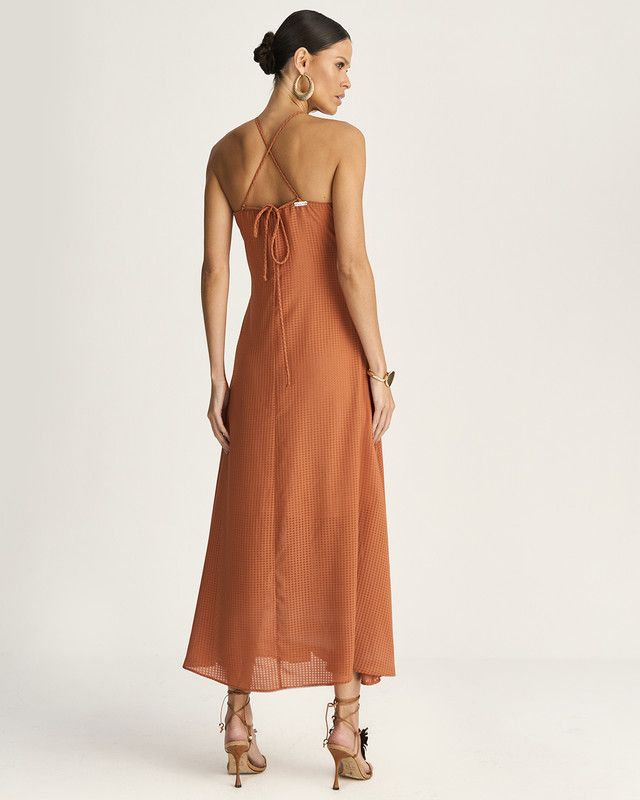 VESTIDO LONGUETE TRANSPARÊNCIA XADREZ