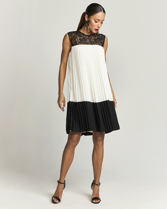 T-DRESS PLISSADO BICOLOR