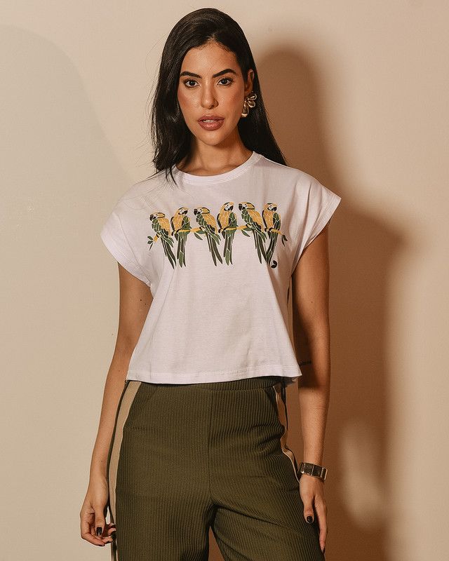 T-SHIRT CROPPED ARARA BRASIL