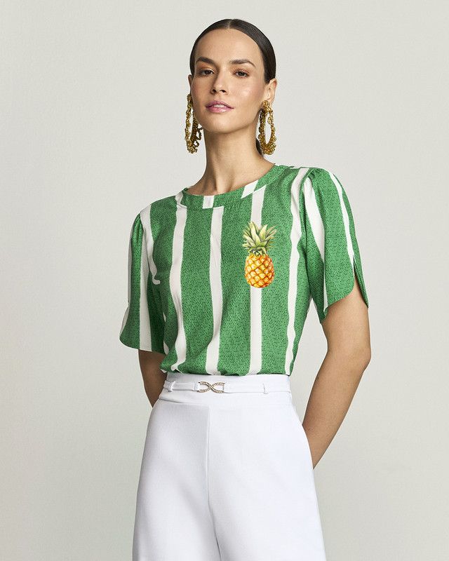 T-SHIRT ABACAXI LISTRADA COPA 26