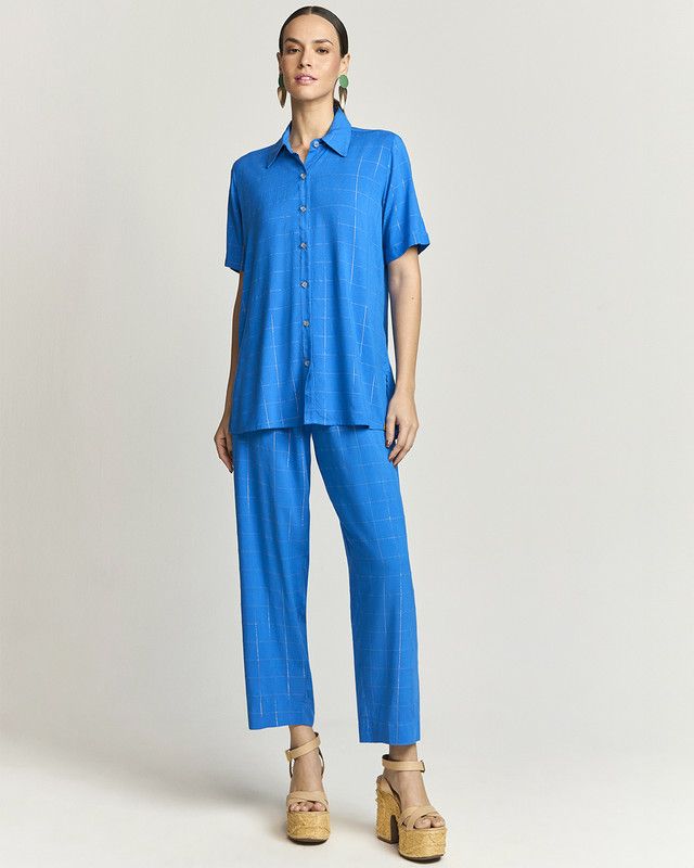 CALÇA PIJAMA CROPPED XADREZ OURO