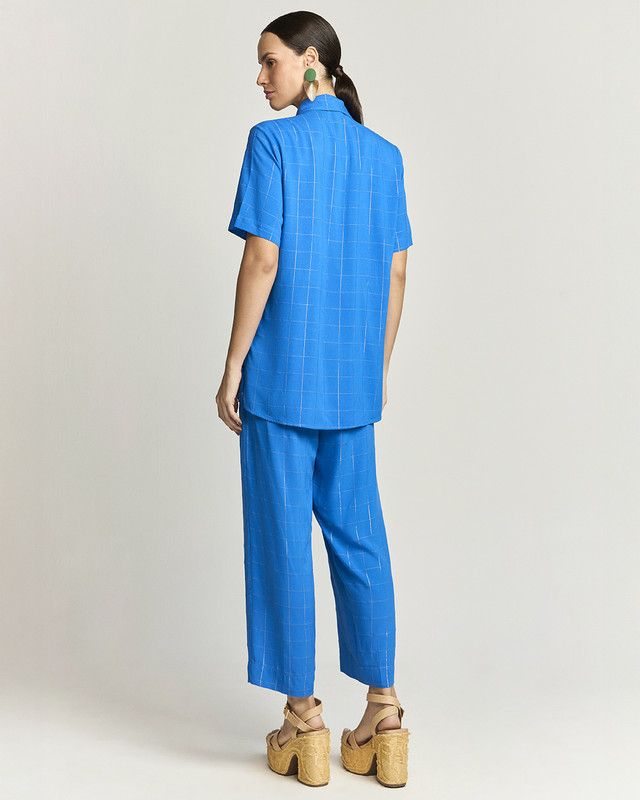 CALÇA PIJAMA CROPPED XADREZ OURO