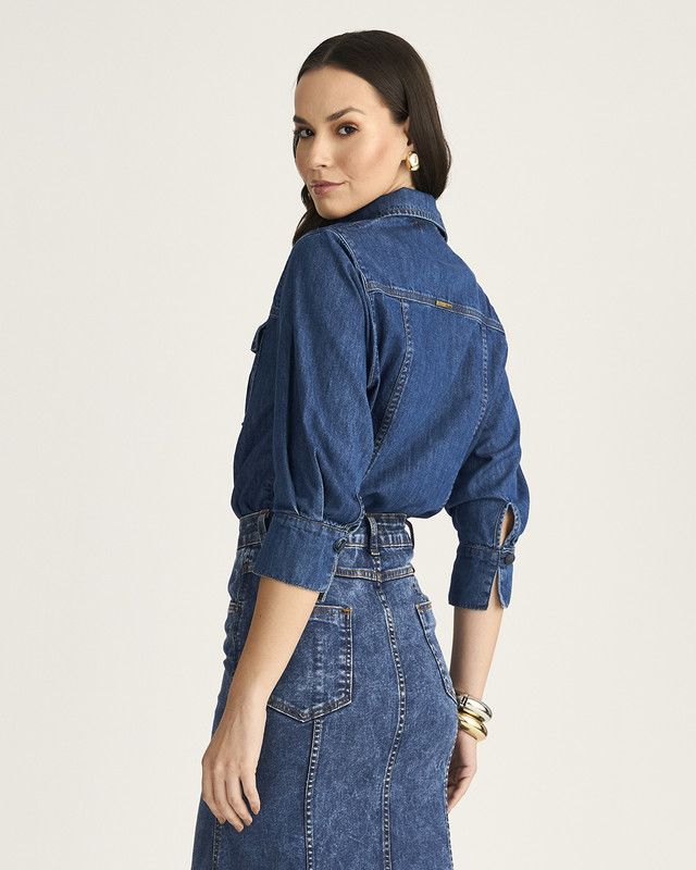 CAMISA JEANS C/ BOLSOS FRENTE