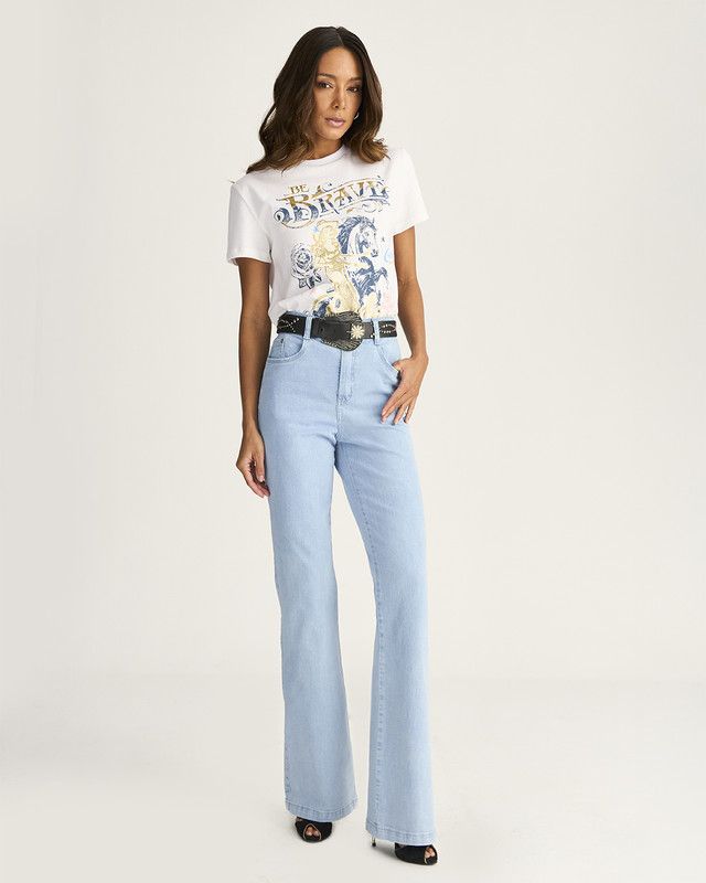 CALÇA JEANS MINI FLARE C/ LYCRA LAV. CLARA