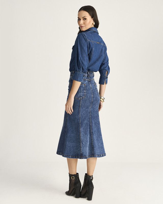 SAIA JEANS MIDI COM NESGAS