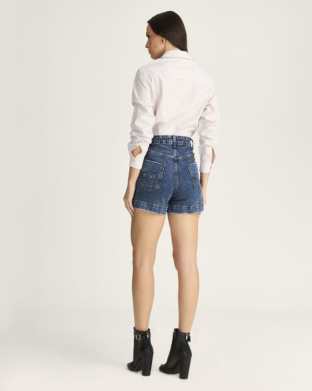 BERMUDA JEANS C/ LYCRA E BOTÕES