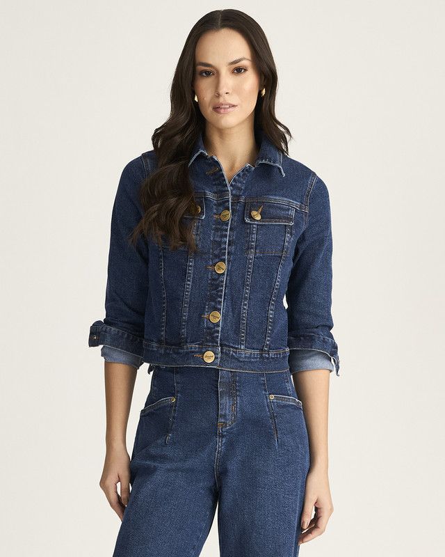 JAQUETA JEANS C/ LYCRA LAV. ESCURA