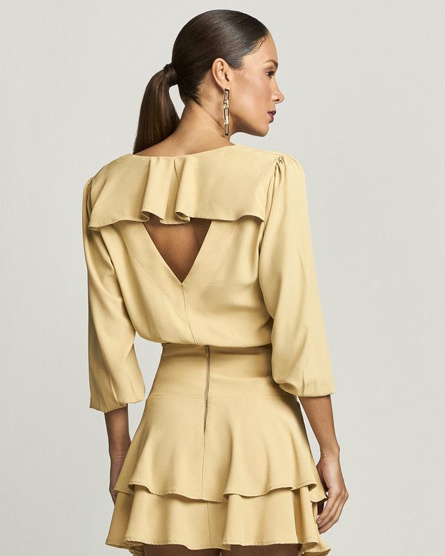 BLUSA MANGA LONGA EM CREPE C/ DET. COSTA