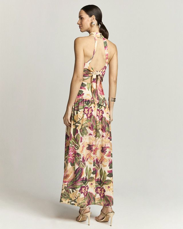 VESTIDO LONGUETE BLOOM C/ AMARRAÇÃO
